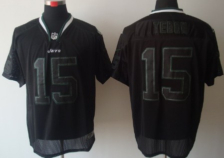 Nike New York Jets #15 Tim Tebow Lights Out Black Elite Jersey 