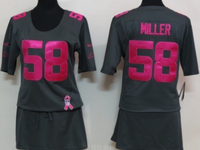 Nike Denver Broncos #58 Von Miller Breast Cancer Awareness Gray Womens Jersey 