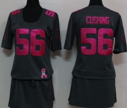 Nike Houston Texans #56 Brian Cushing Breast Cancer Awareness Gray Womens Jersey 