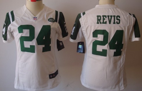 Nike New York Jets #24 Darrelle Revis White Limited Womens Jersey 