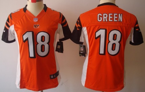 Nike Cincinnati Bengals #18 A.J. Green Orange Limited Womens Jersey 