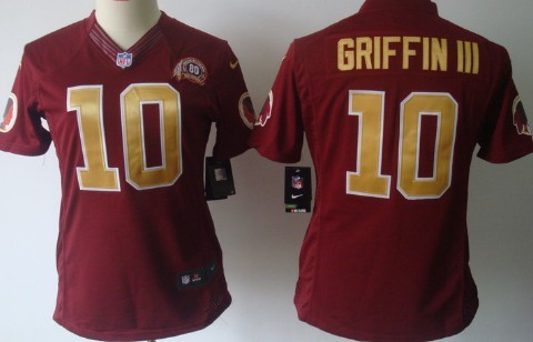 Nike Washington Redskins #10 Robert Griffin III Red With Gold Limited Womens 8OTH Jersey 