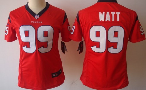 Nike Houston Texans #99 J.J. Watt Red Limited Womens Jersey 