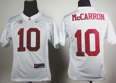 Alabama Crimson Tide #10 A.J. McCarron White Kids Jersey