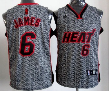 Miami Heat #6 LeBron James Gray Static Fashion Jersey 