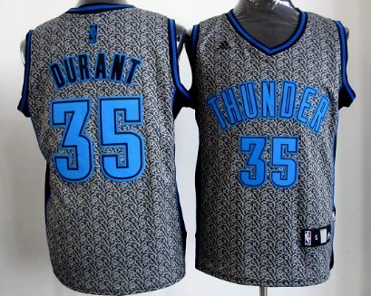 Oklahoma City Thunder #35 Kevin Durant Gray Static Fashion Jersey 