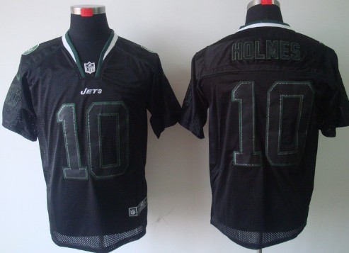 Nike New York Jets #10 Santonio Holmes Lights Out Black Elite Jersey 