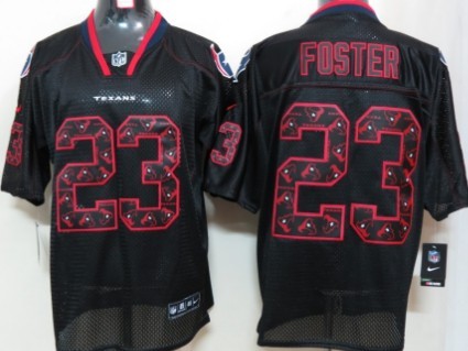 Nike Houston Texans #23 Arian Foster Lights Out Black Ornamented Elite Jersey 