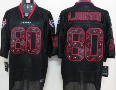 Nike Houston Texans #80 Andre Johnson Lights Out Black Ornamented Elite Jersey 