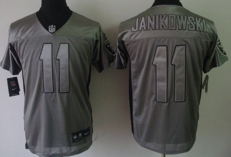 Nike Oakland Raiders #11 Sebastian Janikowski Gray Shadow Elite Jersey 