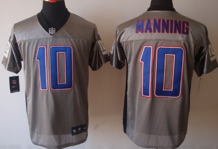 Nike New York Giants #10 Eli Manning Gray Shadow Elite Jersey 