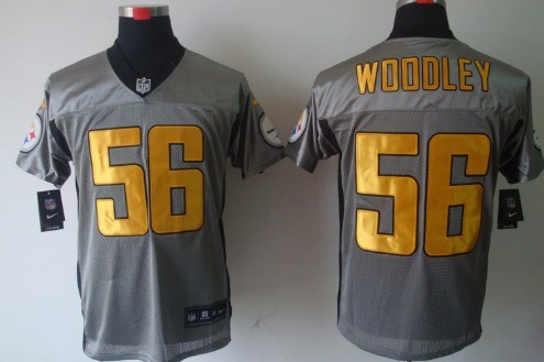 Nike Pittsburgh Steelers #56 LaMarr Woodley Gray Shadow Elite Jersey 