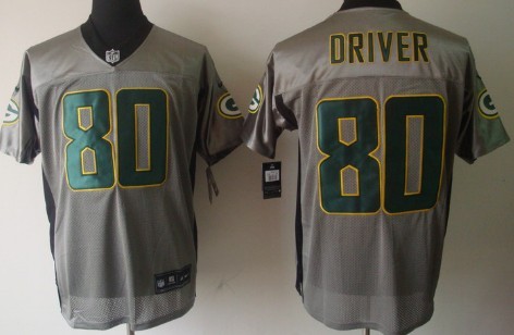 Nike Green Bay Packers #80 Donald Driver Gray Shadow Elite Jersey 