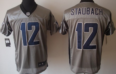 Nike Dallas Cowboys #12 Roger Staubach Gray Shadow Elite Jersey