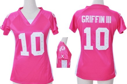 Nike Washington Redskins #10 Robert Griffin III 2012 Pink Womens Draft Him II Top Jersey 