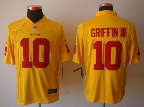 Nike Washington Redskins #10 Robert Griffin III Yellow Limited Jersey 