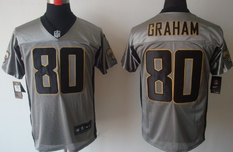 Nike New Orleans Saints #80 Jimmy Graham Gray Shadow Elite Jersey 