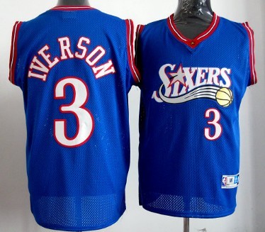 Philadelphia 76ers #3 Allen Iverson Blue Swingman Throwback Jersey