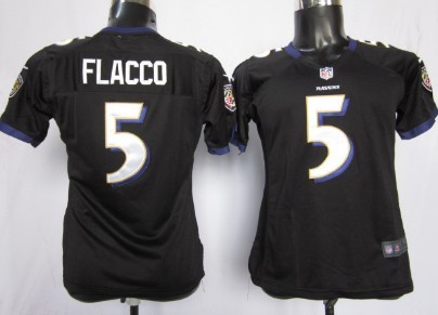 Nike Baltimore Ravens #5 Joe Flacco Black Game Womens Jersey