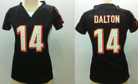 Nike Cincinnati Bengals #14 Andy Dalton 2012 Black Womens Draft Him II Top Jersey