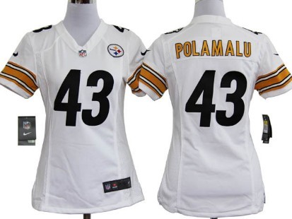 Nike Pittsburgh Steelers #43 Troy Polamalu White Womens Jersey