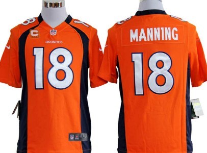 Nike Denver Broncos #18 Peyton Manning Orange C Patch Game Jersey 