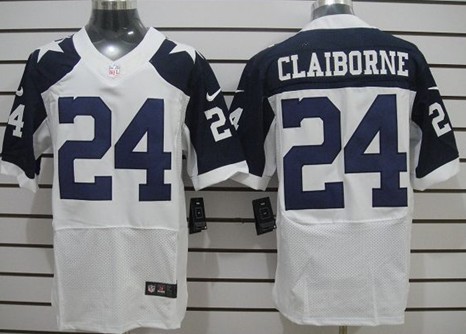 Nike Dallas Cowboys #24 Morris Claiborne White Thanksgiving Elite Jersey 