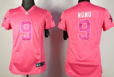 Nike Dallas Cowboys #9 Tony Romo Pink Sweetheart Diamond Womens Jersey 