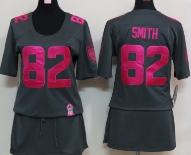 Nike Baltimore Ravens #82 Torrey Smith Breast Cancer Awareness Gray Womens Jersey 