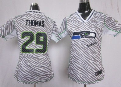 Nike Seattle Seahawks #29 Earl Thomas 2012 Womens Zebra Fashion Jersey 