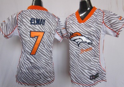 Nike Denver Broncos #7 John Elway 2012 Womens Zebra Fashion Jersey 