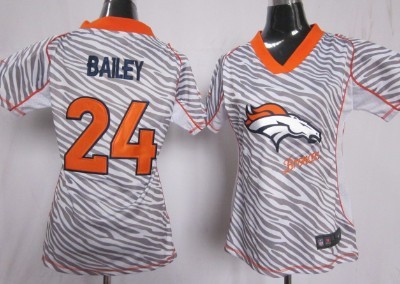 Nike Denver Broncos #24 Champ Bailey 2012 Womens Zebra Fashion Jersey 