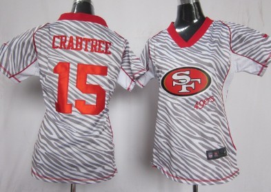 Nike San Francisco 49ers #15 Michael Crabtree 2012 Womens Zebra Fashion Jersey 