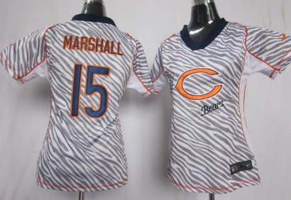 Nike Chicago Bears #15 Brandon Marshall 2012 Womens Zebra Fashion Jersey 