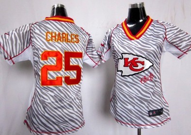 Nike Kansas City Chiefs #25 Jamaal Charles 2012 Womens Zebra Fashion Jersey 