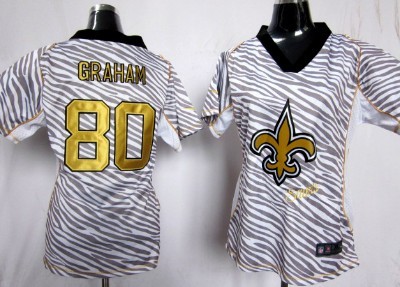 Nike New Orleans Saints #80 Jimmy Graham 2012 Womens Zebra Fashion Jersey 