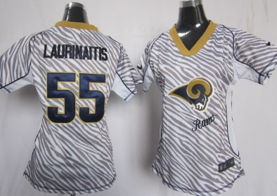 Nike St. Louis Rams #55 James Laurinaitis 2012 Womens Zebra Fashion Jersey 