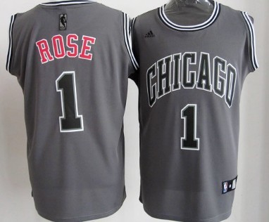 Chicago Bulls #1 Derrick Rose Gray Shadow Jersey