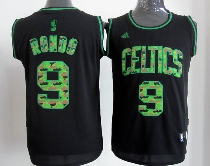 Boston Celtics #9 Rajon Rondo Black Camo Fashion Jersey 