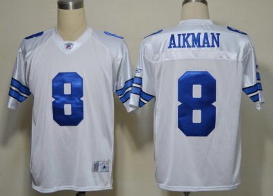 Dallas Cowboys #8 Troy Aikman White Legend Jersey 