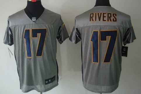 Nike San Diego Chargers #17 Philip Rivers Gray Shadow Elite Jersey 