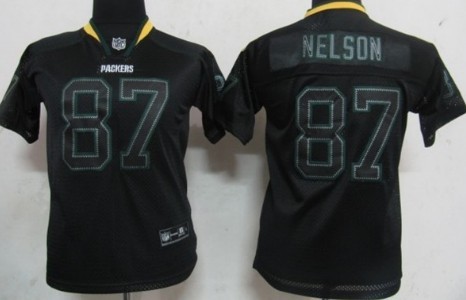 Nike Green Bay Packers #87 Jordy Nelson Lights Out Black Kids Jersey 