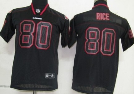 Nike San Francisco 49ers #80 Jerry Rice Lights Out Black Kids Jersey 