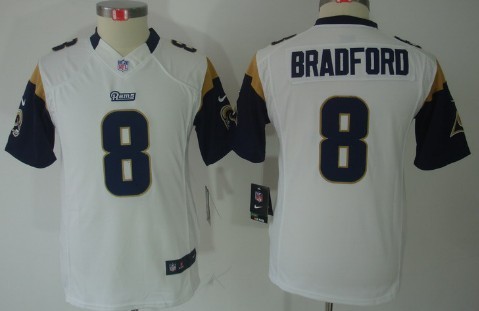 Nike St. Louis Rams #8 Sam Bradford White Limited Kids Jersey 