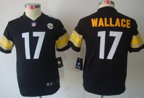 Nike Pittsburgh Steelers #17 Mike Wallace Black Limited Kids Jersey 