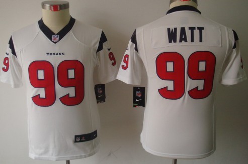 Nike Houston Texans #99 J.J. Watt White Limited Kids Jersey 