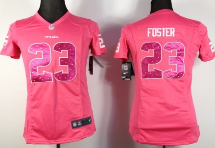 Nike Houston Texans #23 Arian Foster Pink Sweetheart Diamond Womens Jersey 