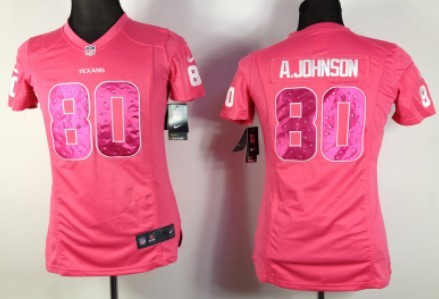 Nike Houston Texans #80 Andre Johnson Pink Sweetheart Diamond Womens Jersey 