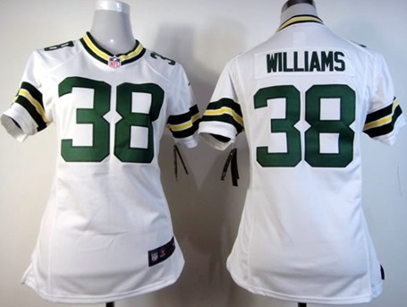 Nike Green Bay Packers #38 Tramon Williams White Game Womens Jersey 