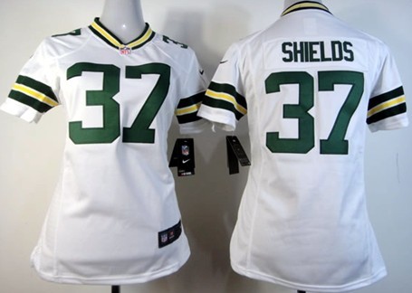 Nike Green Bay Packers #37 Sam Shields White Game Womens Jersey 